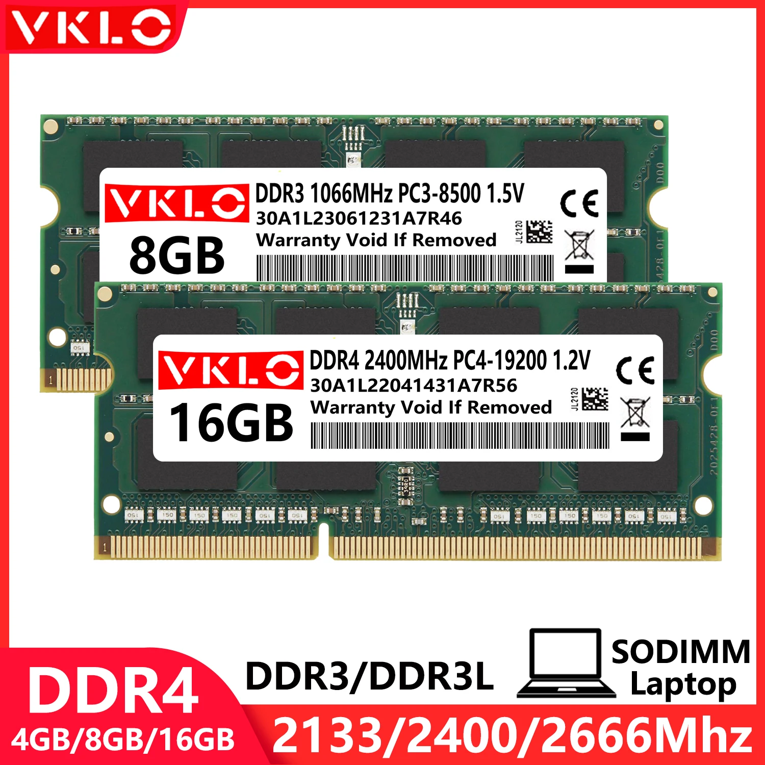 DDR3 DDR4 4GB 8GB 16GB Memorias para portátiles Ram PC2 667 800 PC3 PC3L 1066 1333 1600 PC4 2133 2400 2666 Memoria SODIMM sin ECC DDR2 Ram