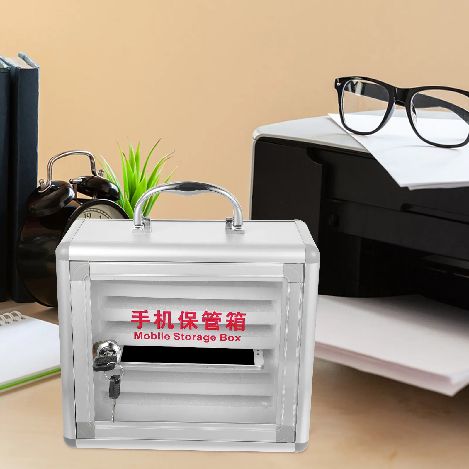 mobile-phone-storage-box-multi-slot-eva-aluminum-alloy-acrylic-wall-mountable-handle-for-classroom-office-factory-phone
