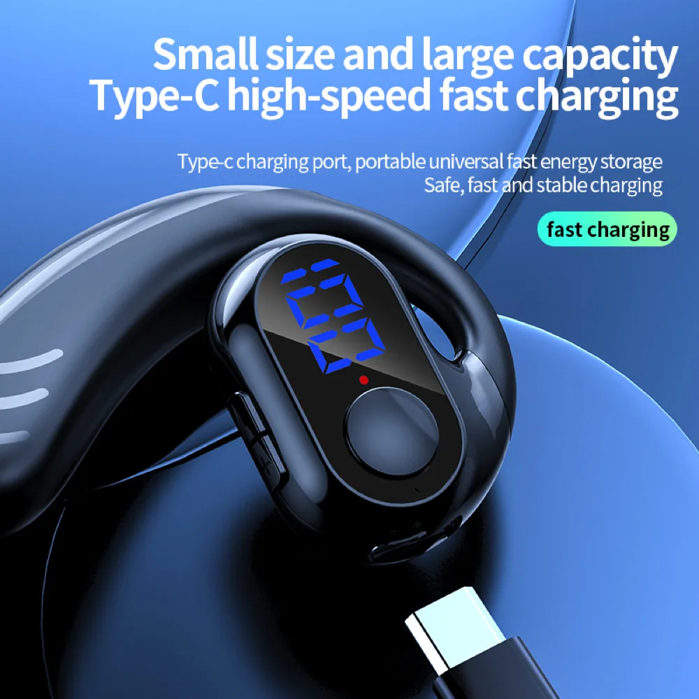 Indolore Indossare Dente Blu Auricolare Orecchio Singolo EAR Gancio per l'orecchio Cuffia senza fili Cuffie stereo con cancellazione del rumore Auricolari vivavoce