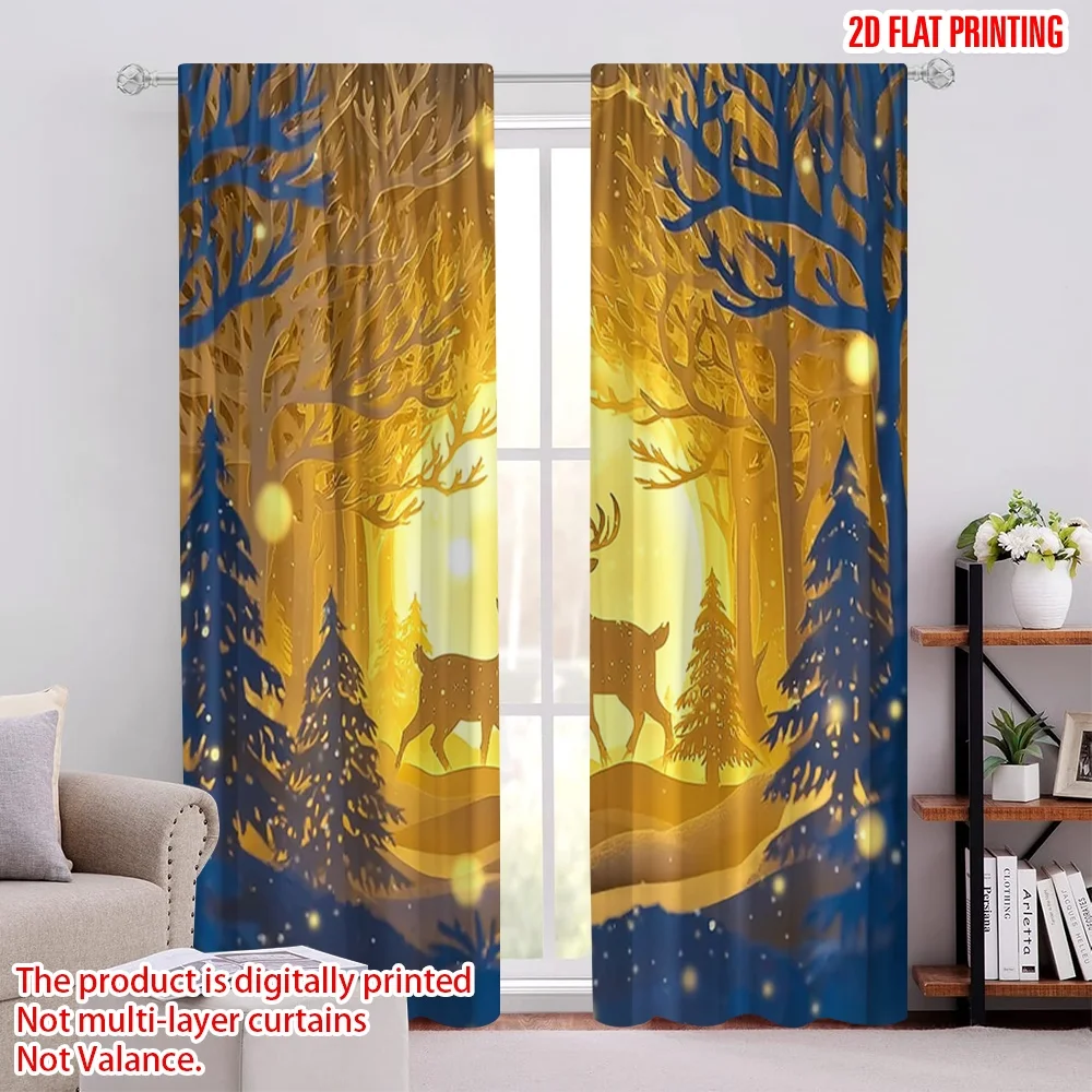 2 قطعة 2D الطباعة المسطحة سانت باتريك الستائر الشعبية الغزلان الثلوج البوليستر دون الكهرباء احتفالي جدار ديكور مثالي لفصل الربيع