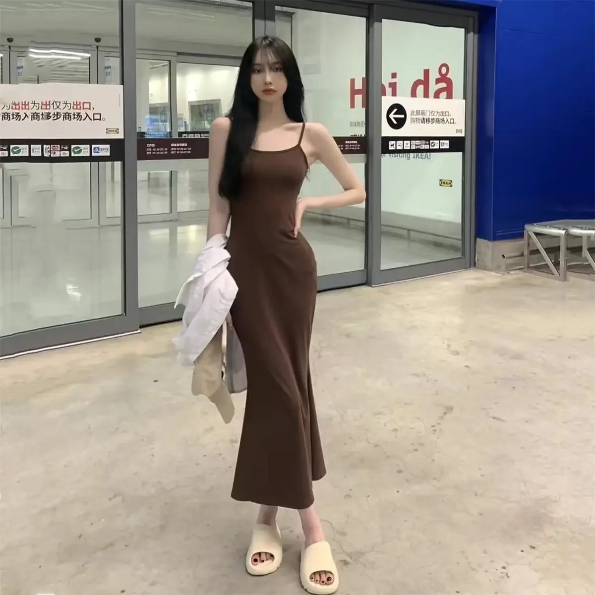 Sleeveless Dresses Women Solid Bodycon Sexy Hot Female Midi Dress Ulzzang Style Trendy Defined Waist Backless Charming Spring