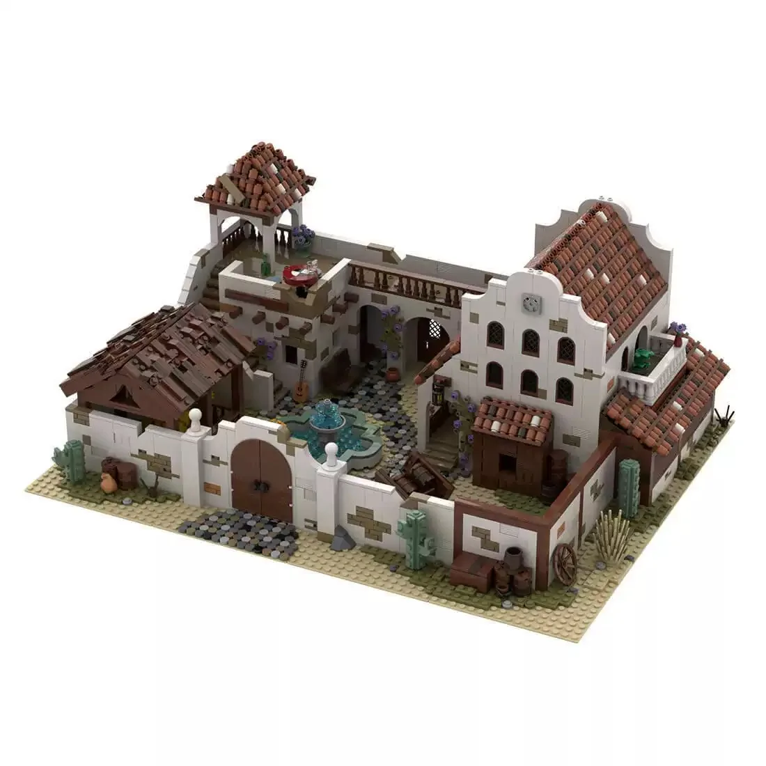 

MOC City Hot Selling Street View Building Blocks Old Town Mexican Villa Model DIY Creative Toy Assembly Puzzle Birthday Kid Gift