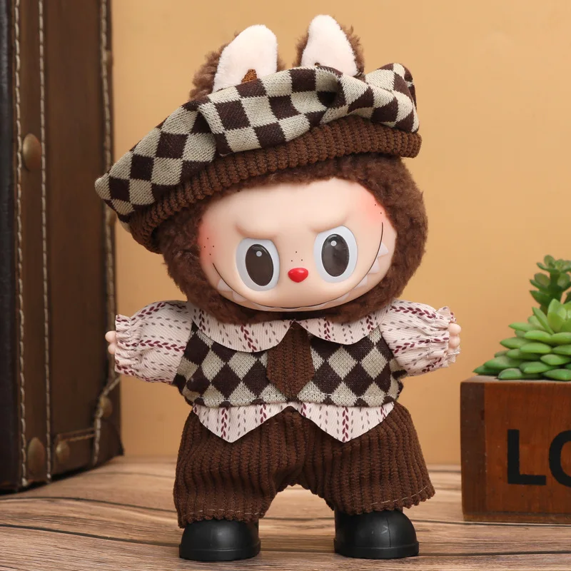 Conjuntos de trajes de muñeca de vinilo de felpa de 17cm con varios estilos, perfectos para muñecas Labubu, juegos de accesorios de moda para niñas