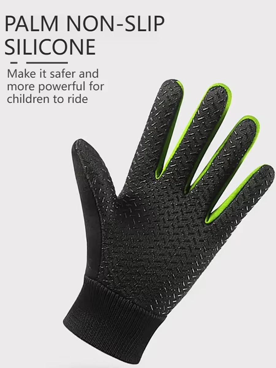 AliExpress NONE Kid's Thick Warm Windproof Gloves for Boys and Girls Outdoor Cycling Sports Silicone Anti Slip Gloves Elastic Wrist Protection