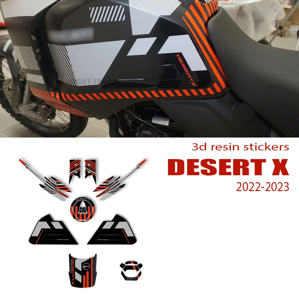 For Ducati DesertX Desert X RR22 2023 Motorcycle 3D Gel Epoxy Resin Sticker Tank Pad Protection Kit