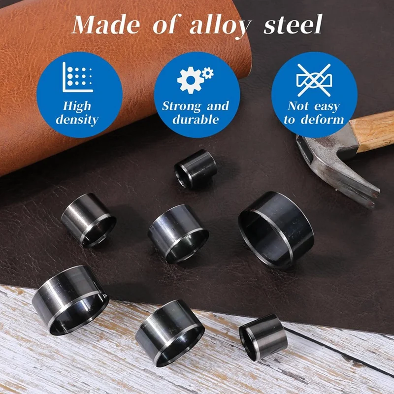 Bolsas para agujeros, juego de perforadoras de 7 tamaños, juego de herramientas de corte circular de cuero, perforadora redonda de 20mm - 50mm, juego de herramientas de corte de perforadora hueca