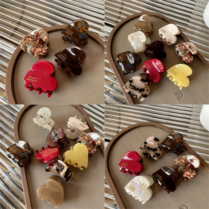 

Заколки для волос с цветными текстурированными заколками для волос, ацетатные заколки с буквами в форме сердца, женские заколки с завязками в виде краба, царапины для девочек, аксессуары для волос 집게 Zum머리 10.00