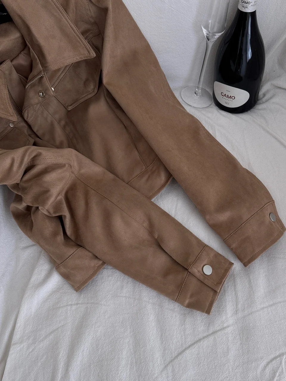 معطف نسائي من جلد الغزال Jaet ort كاجوال Sle كوري أنيق أوائل الخريف وخفيف الوزن وأنيق بأزرار للإغلاق