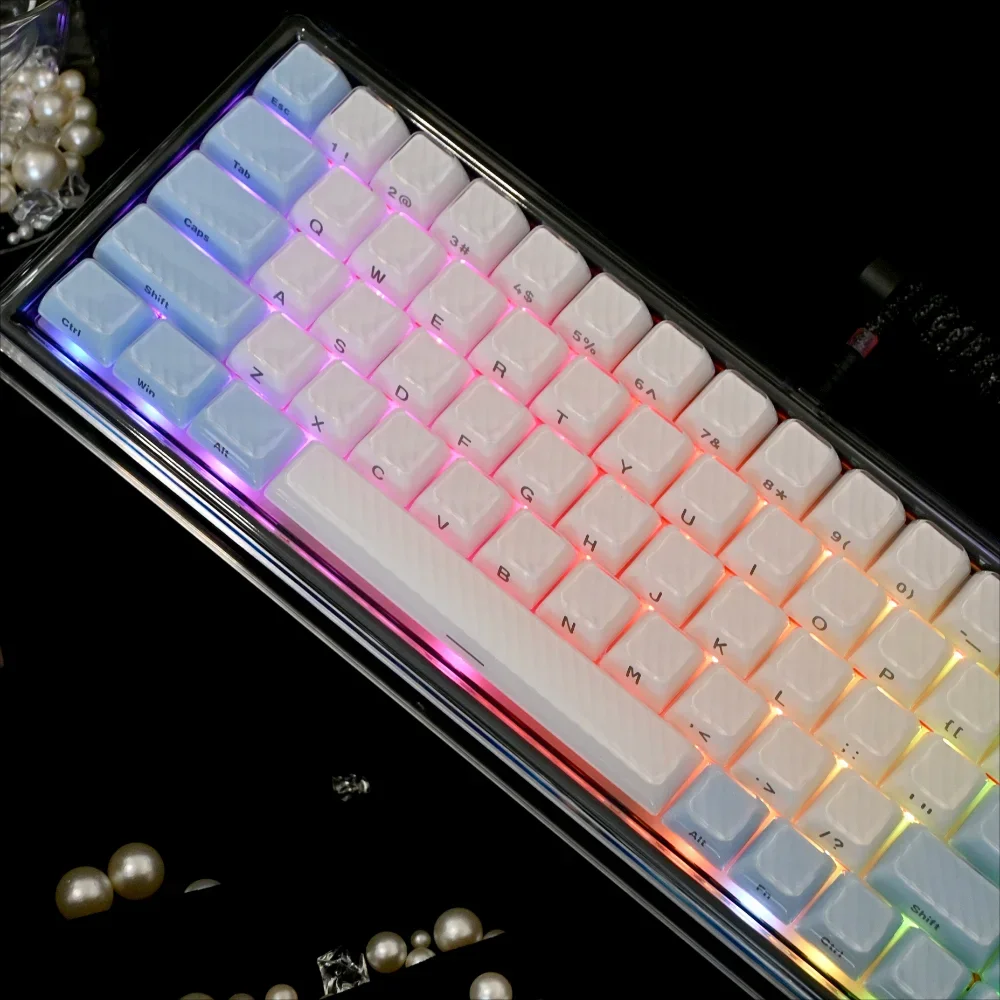 Fantasy Crystal Keycap Set PC Crystal Side Engraving Opaque 136 Keys OEM for 60/64/84/98/108 Mechanical Keyboard MX Switch