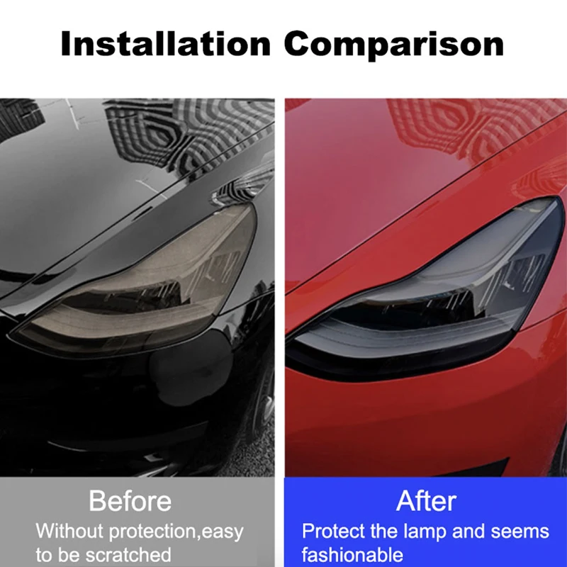 For Tesla Model 3 Y Blackened Tint Film Full Set Headlight Taillight Foglight Charging Port Car Styling TPU Color Changing Film