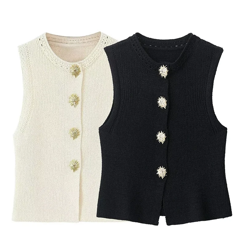 Trui Vest Dames Dikker O-hals Mouwloos Gebreide Truien Vesten Single Breasted Eenvoudig Chic Los Casual All-match