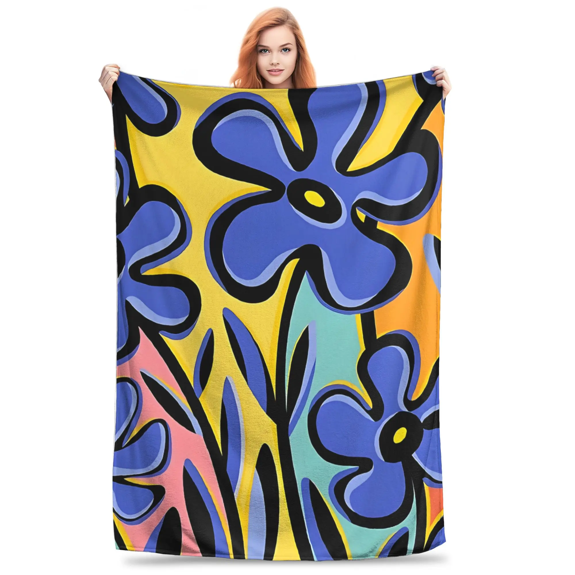 1PC Eclectic Maximal Floral  Blanket Throw Super Cosy Plush Living Room Sofa