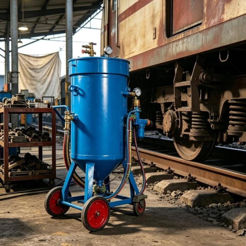 Portable Pneumatic Abrasive Blaster 400L-800L Sandblasting Equipment with Hose and Wheels Set