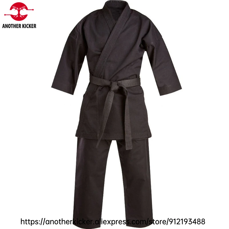 Black Traditional Karate Gi Set for Martial Arts Durable Stitched Uniform for Kids & Adults Karate Class Practice Light Sparring
