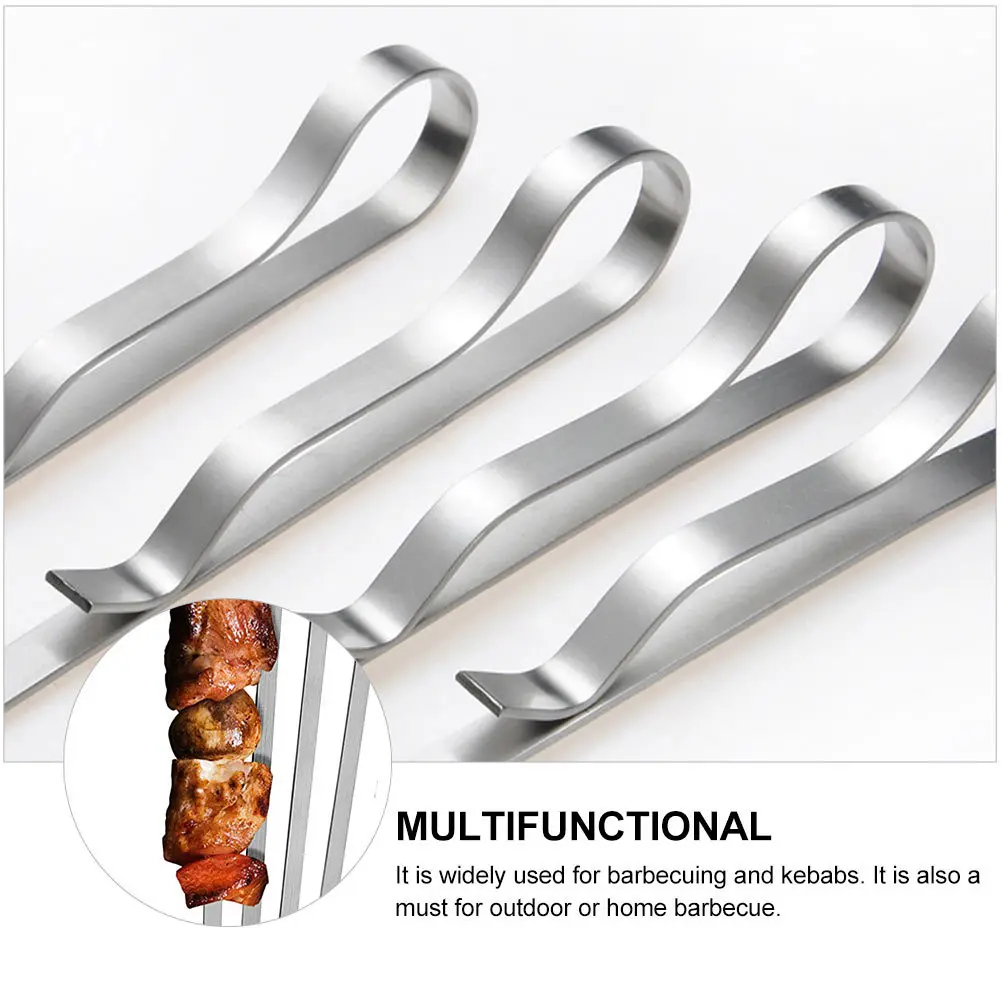 

6pcs Pen Clip Stainless Steel Reusable Bbq Skewers High Temp Corrosion Resistance Outdoor Picnic Barbecue Tools Kebab Sticks