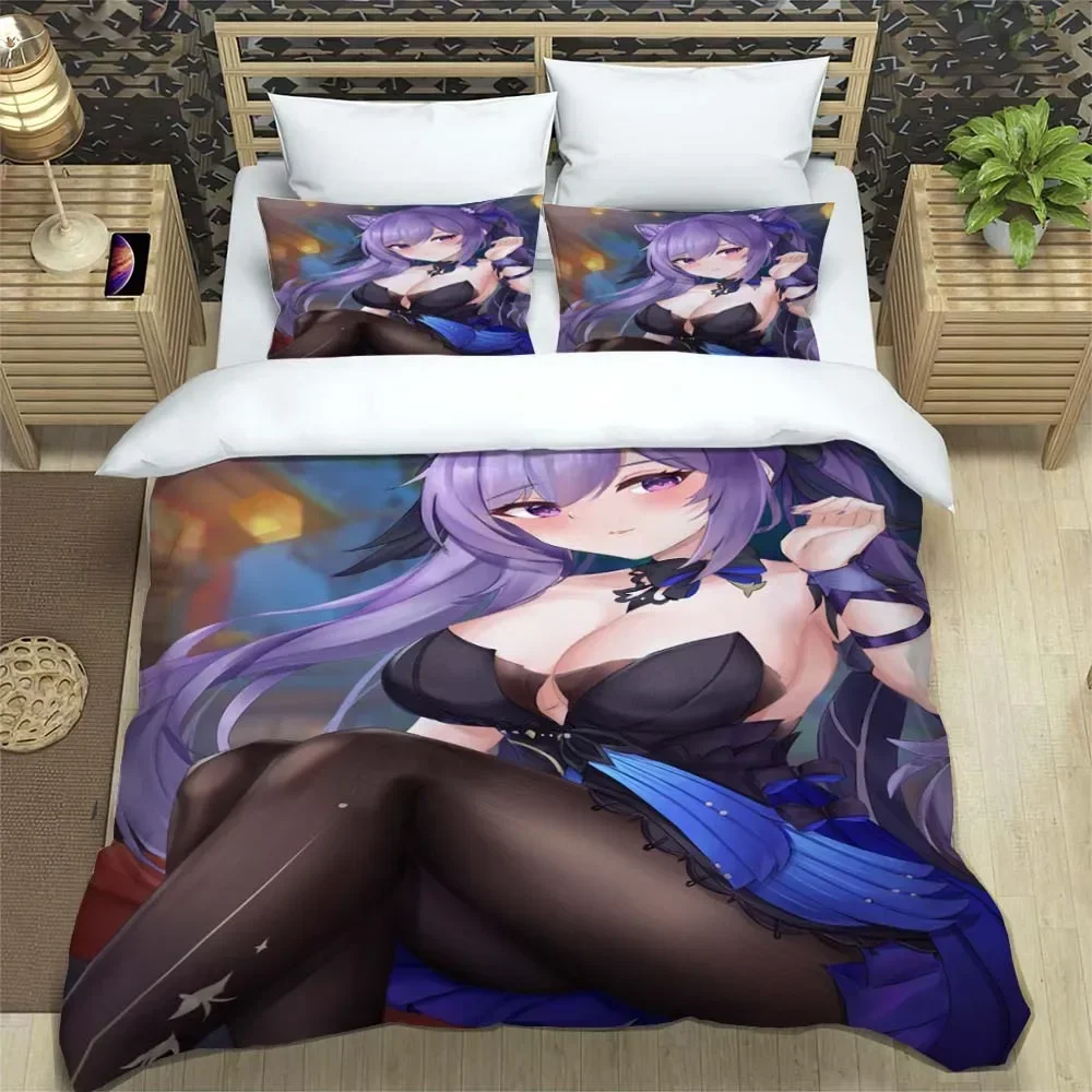 Genshin Digital Printed Comfortable Duvet Quilt Cover Pillowcase Bedding Set Children Bedroom Decoration Home Textile