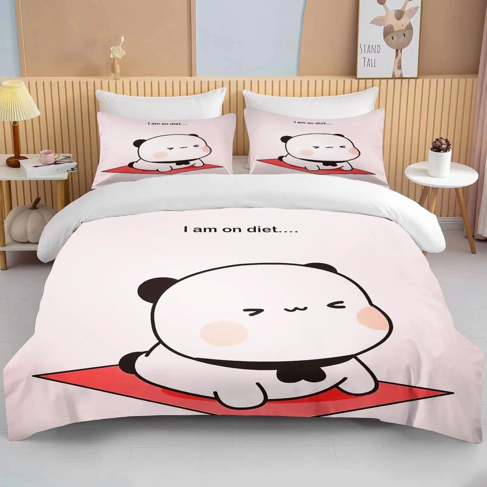 

New Bubu Dudu Cartoon Cute Bear Kawaii Christmas Gift King Twin Double Child Bedding Set Microfiber or Polyester Duvet Cover Set