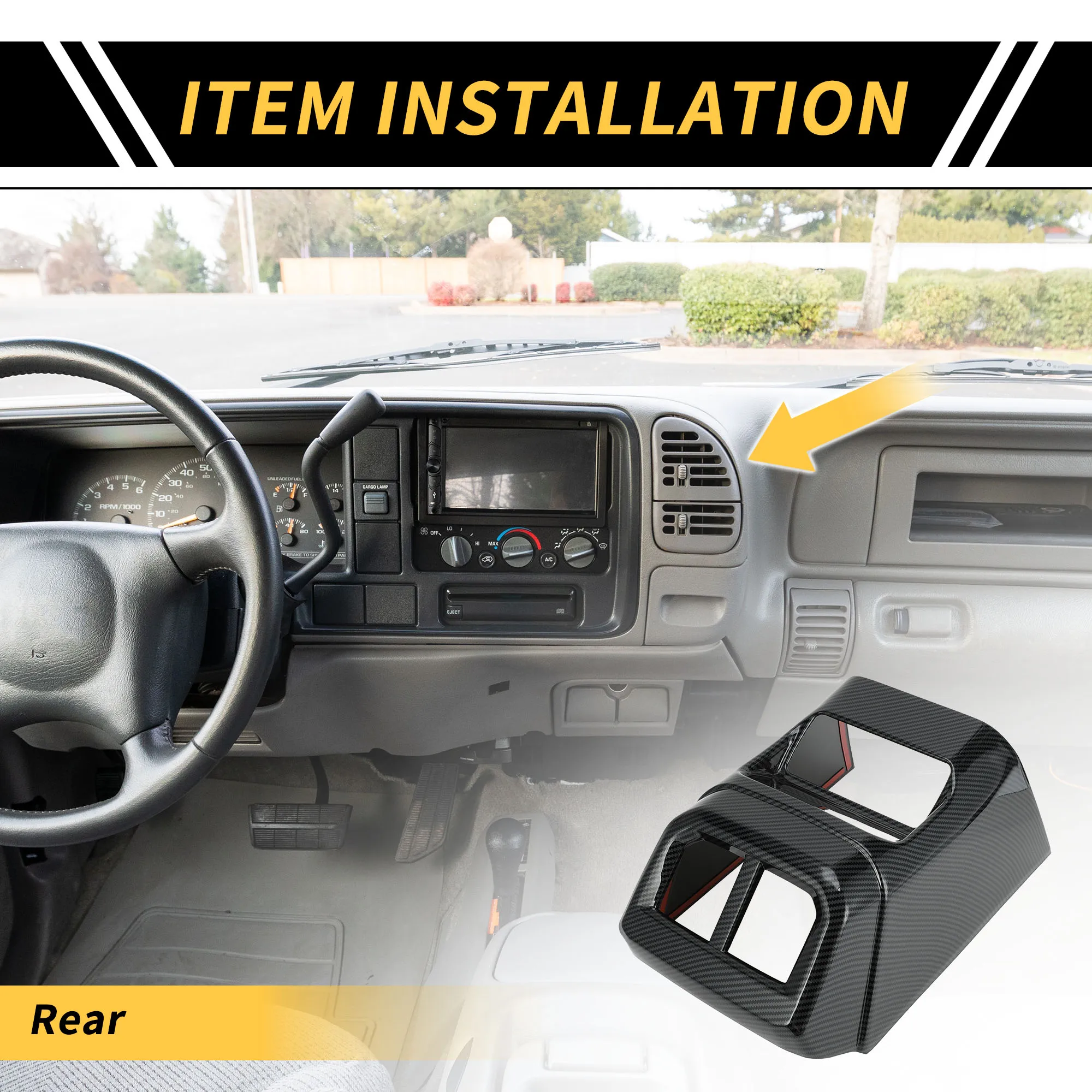 

UXCELL Carbon Fiber Pattern Rear Armrestbox AC Outlet Panel for Ford for Ranger 23-24