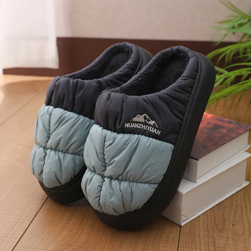 Women Winter Waterproof House Slippers Men Casual Home Indoor Plush Warm Shoes Couple Cozy Anti-slip Outdoor Versatile Footwear