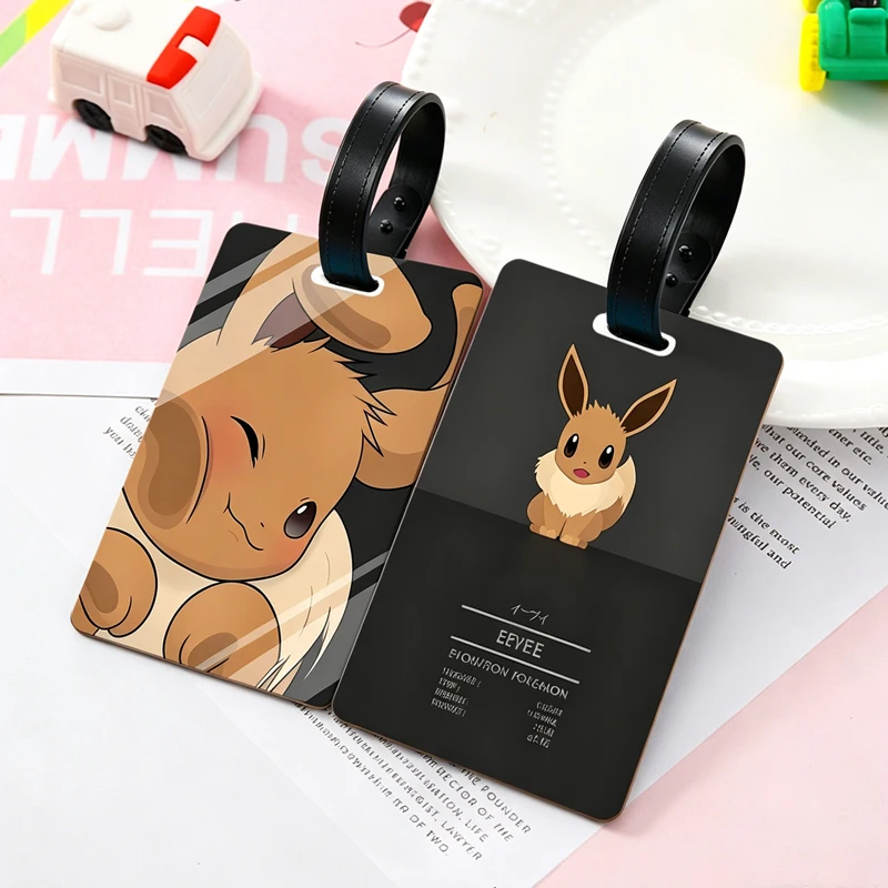 Caroon Pokemon Pikachu Eevee Gengar Baggage Tag for Suitcase Backpack Anti-Lost Travel Luggage Accessories Wooden Suitcase Tag