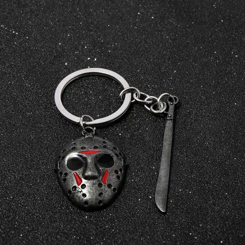 Porte-clés film d'horreur Jason masque de Hockey Kinfe porte-clés en métal pour enfants Halloween bijoux cadeau