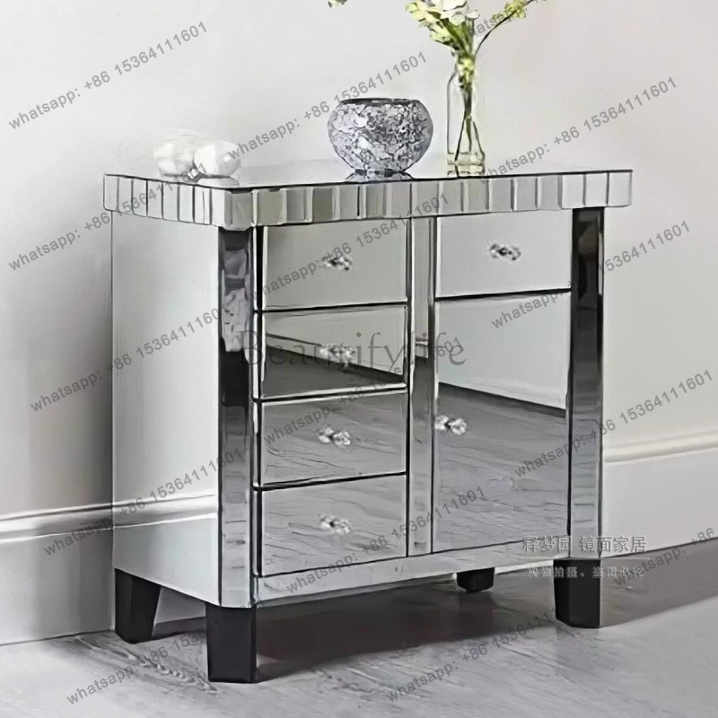 8Nordic mirror porch cabinet fashion glass drawer storage cabinet 3136