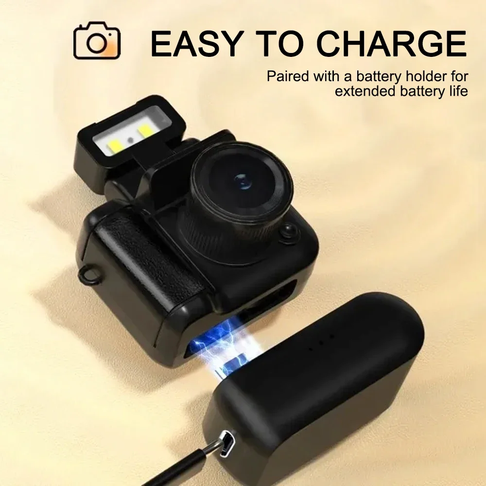 Mini cámara HD de 128GB, 1080P, con pantalla LCD, lámpara de Flash, base de batería, grabadora de vídeo, videocámara pequeña portátil Retro Ultra compacta