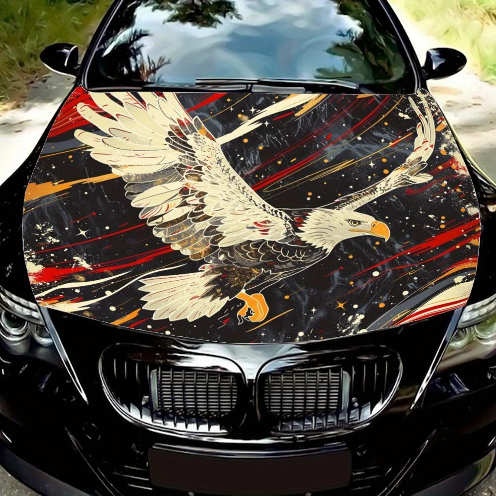 

Dark Night Falcon: Freedom Soaring under the Stars Car Vinyl Wraps, Vinyl Car Hood Graphics, Overbearing Graphic Decal Design