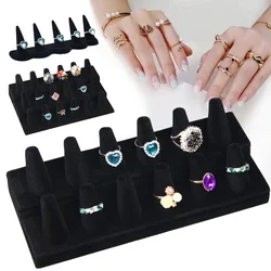 Black Velvet Cute Finger Tip Ring Display Holder Resin Ring Display Organizer Storage Trinket Jewelry Ring Stand Showcase