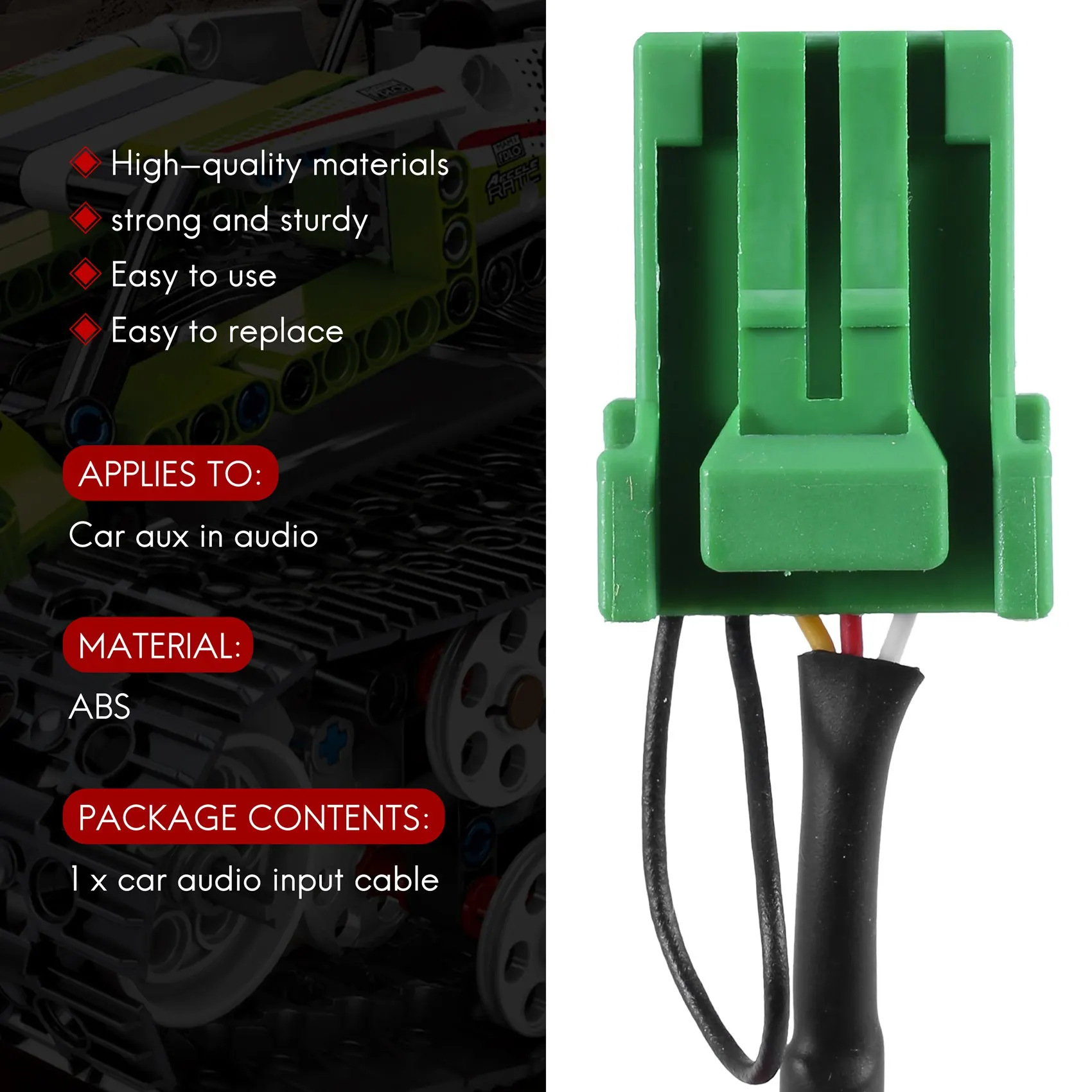 Fio de Cabo Estéreo Conector Verde para Honda Jazz Fit 2002-2006, Jack 3.5mm, Áudio Aux-in MP3, 6Pin