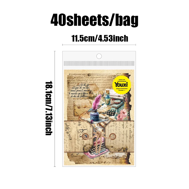 40 pezzi di serie narrativa di cicatrici d'artificio brute confezione di materiali vintage album fai da te collage scrapbook cornice per foto custodia per telefono tablet