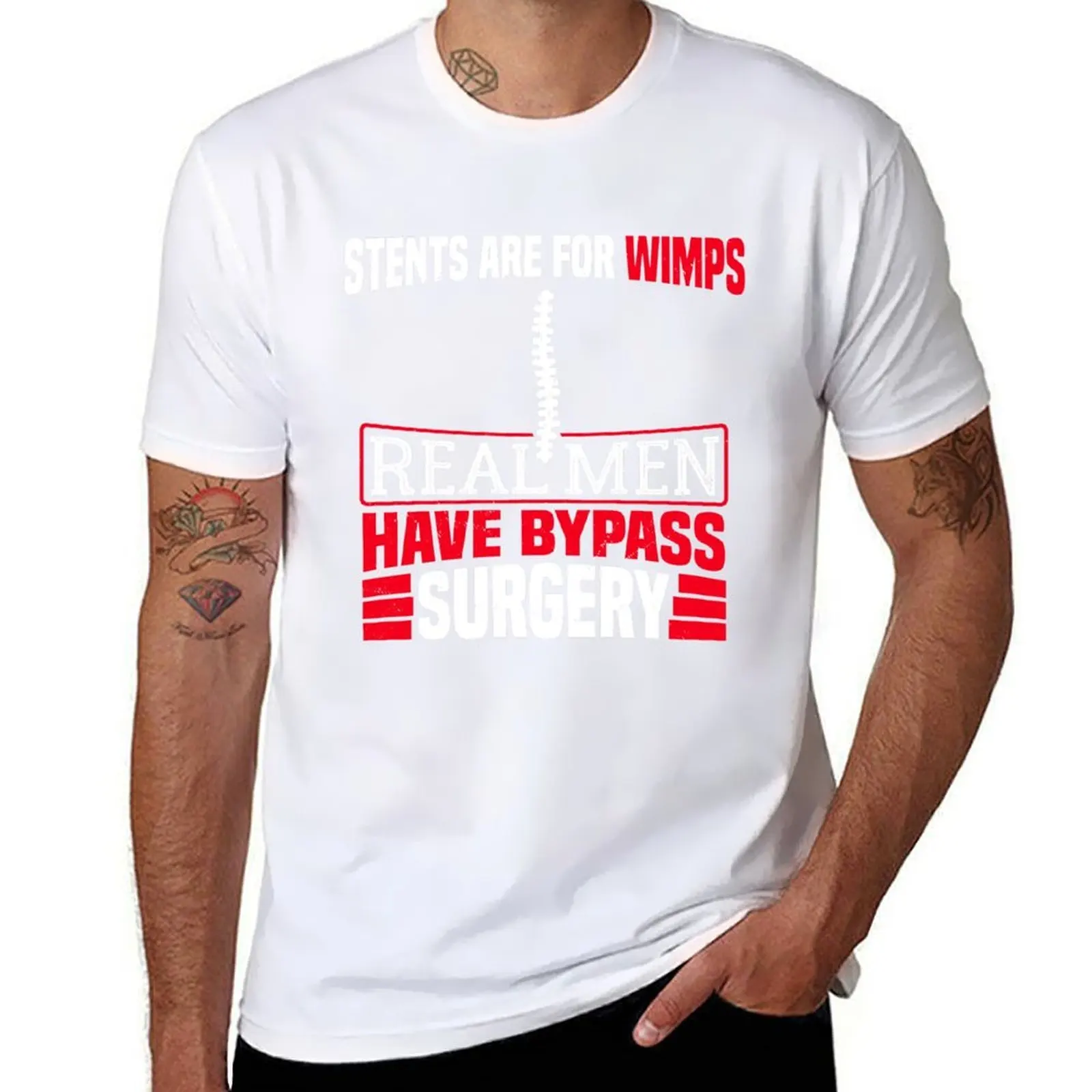 

Stents Are For Wimps Real Men Have Bypass Open Heart Surgery T-Shirt man t shirt heavy cotton mens graphic t shirts T-Shirt