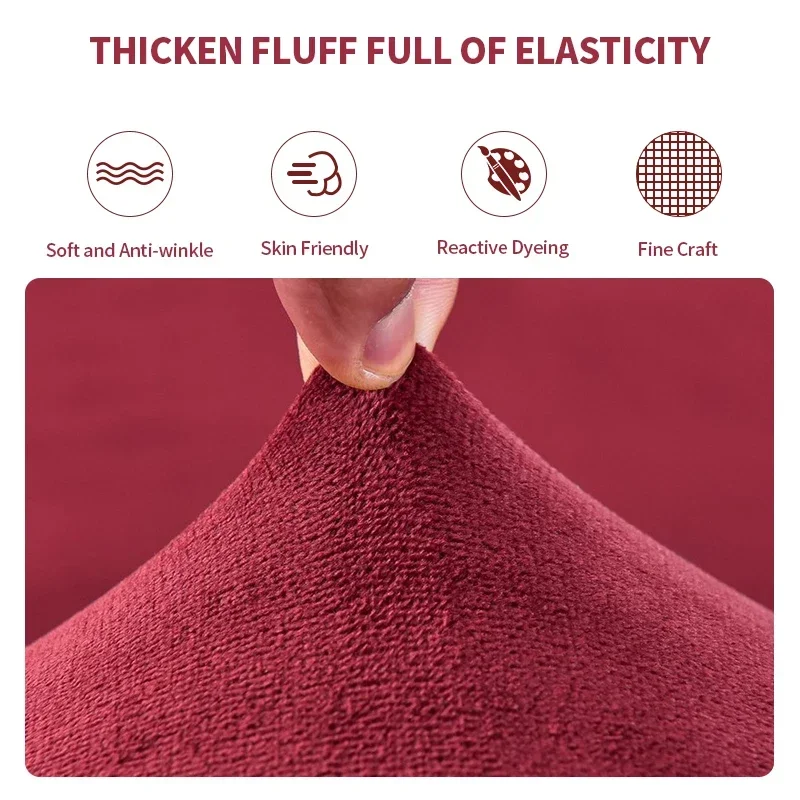 Warm Velvet Sofa Cover All-Inclusive High Elastic L-Shaped Sofa Cushion Cover Winter Furniture Protective Covers for Living Room