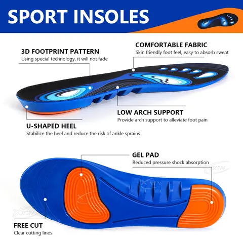 【Xxin】Elastische Sport Binnenzool Geheugen Siliconen Gel Inlegzolen Ademende Schoen Inserts Mannen Vrouwen Comfortabele Schoen Pad Maat 34-45