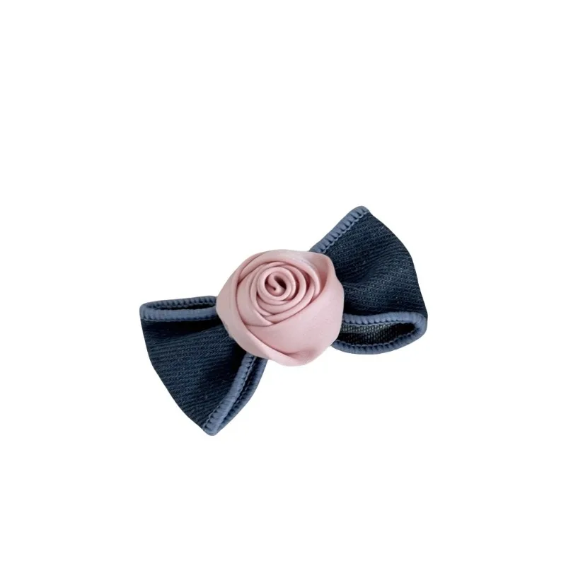 Denim Rose Barrettes Women\'s Blue Side Barrettes Eight-Character Bang Side Clip Elastic Hair Ring Hair Tie Hairpin Headwear