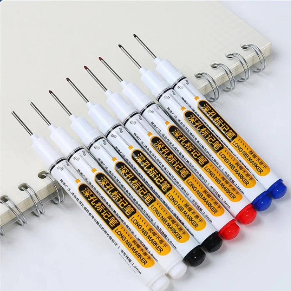 New 20mm Marker Pen Deep Hole Long Nib Head Metal Perforating Pen Waterproof Carpenter Pen Bathroom Woodworking