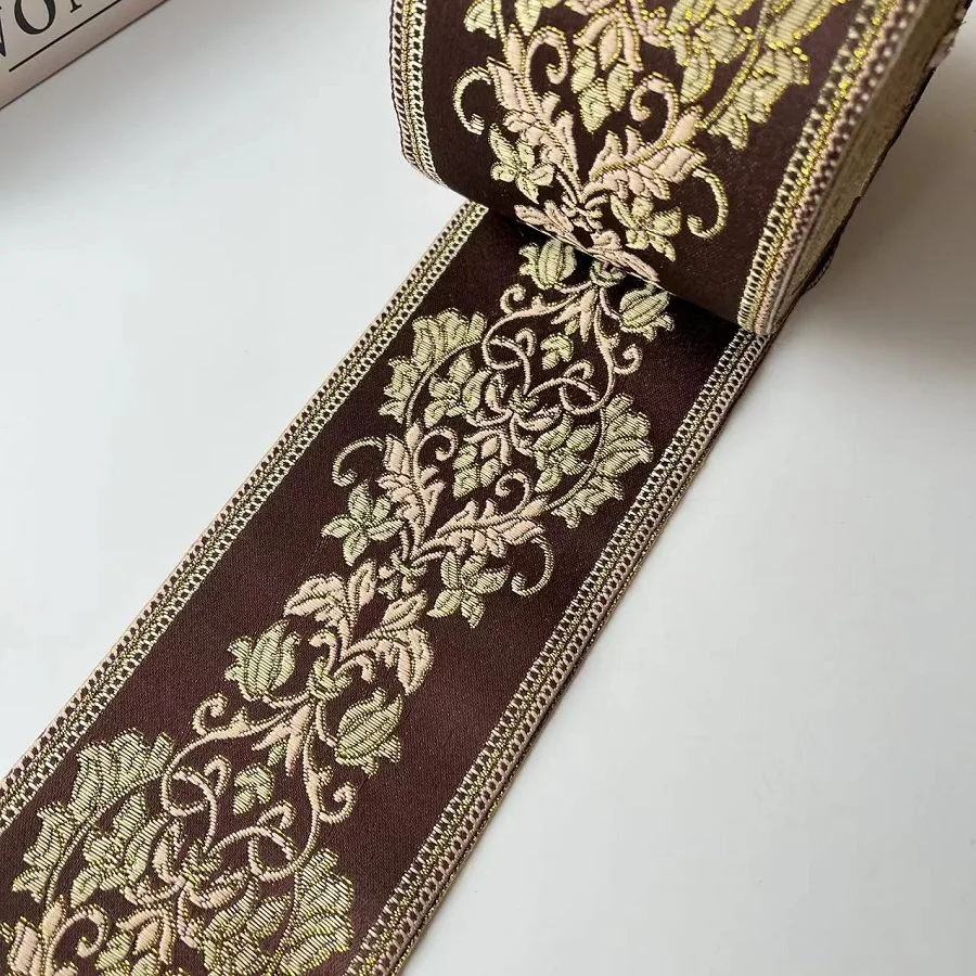 5 Yards/Lot Woven Jacquard Ribbon Classic retro style High-grade Curtain Accessory LS-3749 Width 8.7 CM