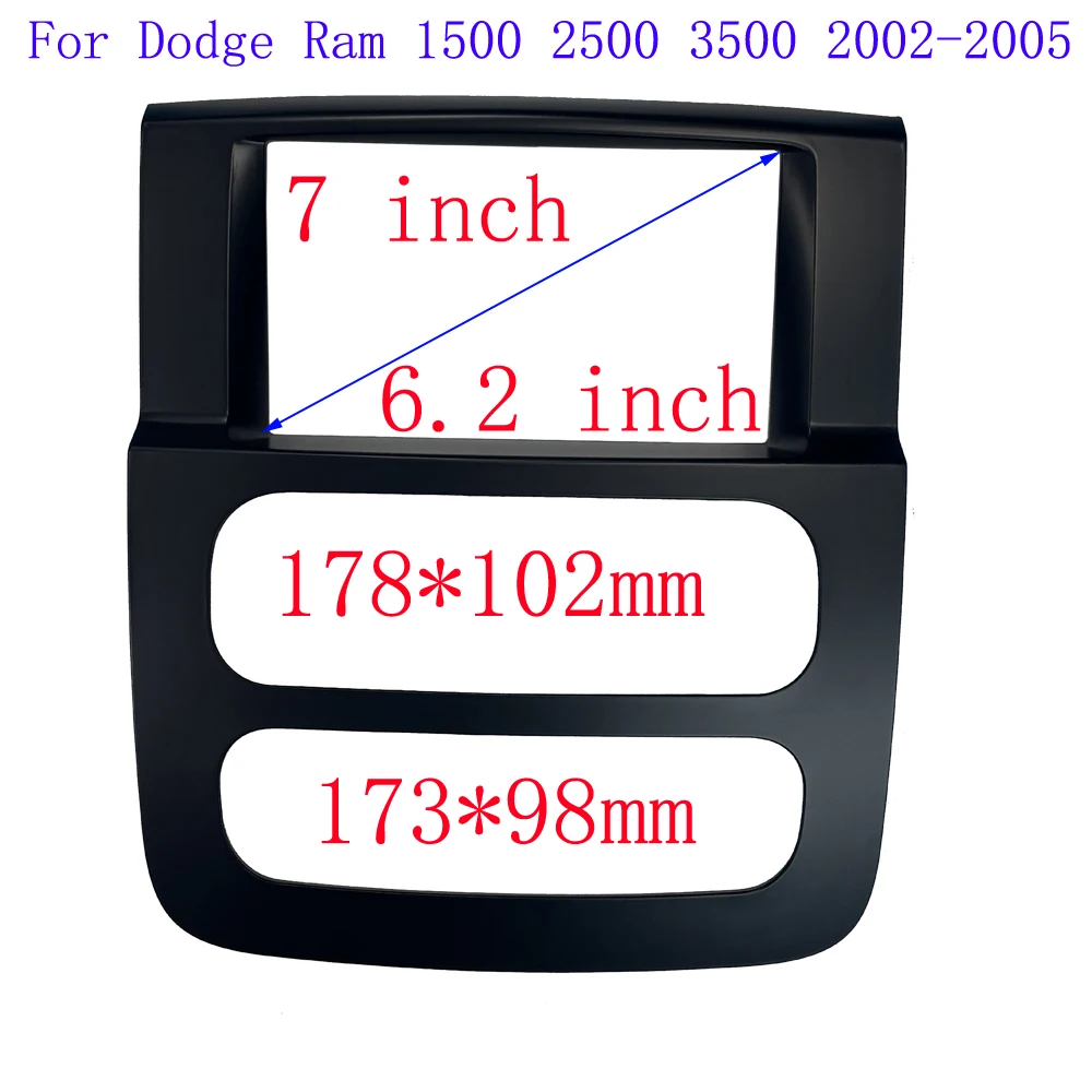 

2 Din 7/9 inch Radio Fascia Replacement For Dodge Ram 1500 2500 3500 Stereo Panel Dash Mount Installation Trim Kit Frame