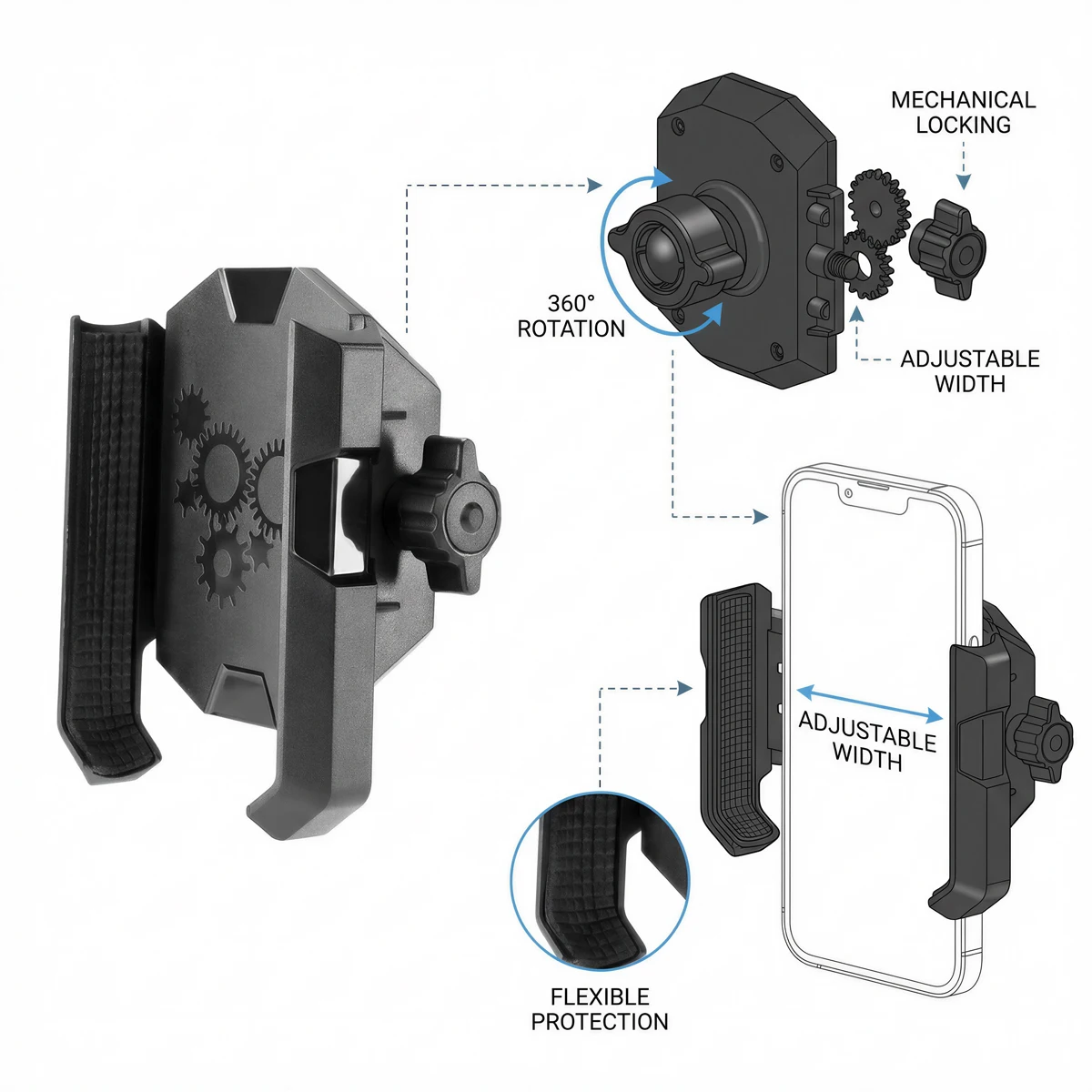 Für BMW X1 F48 2020 2021 2022 Maßgefertigter Auto-Handyhalter, Clip-On-Displayhalterung für Informationsanzeige, fester Sockel für Handy-GPS-Zubehör – Detail 11