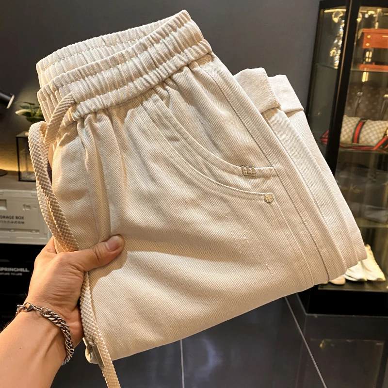 アメリカンハイストリートライトカラーカジュアルパンツメンズルーズストレートスリックダーティパンツヴィンテージウォッシュドドレープワイドレッグロングパンツ