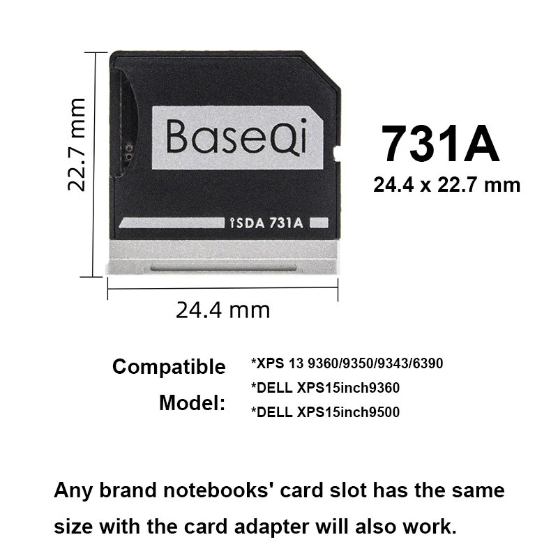 731A BASEQI For Dell XPS 13inch/Dell 9350/9343/9360 Aluminum MiniDrive Micro SD Card Adapter Card Reader