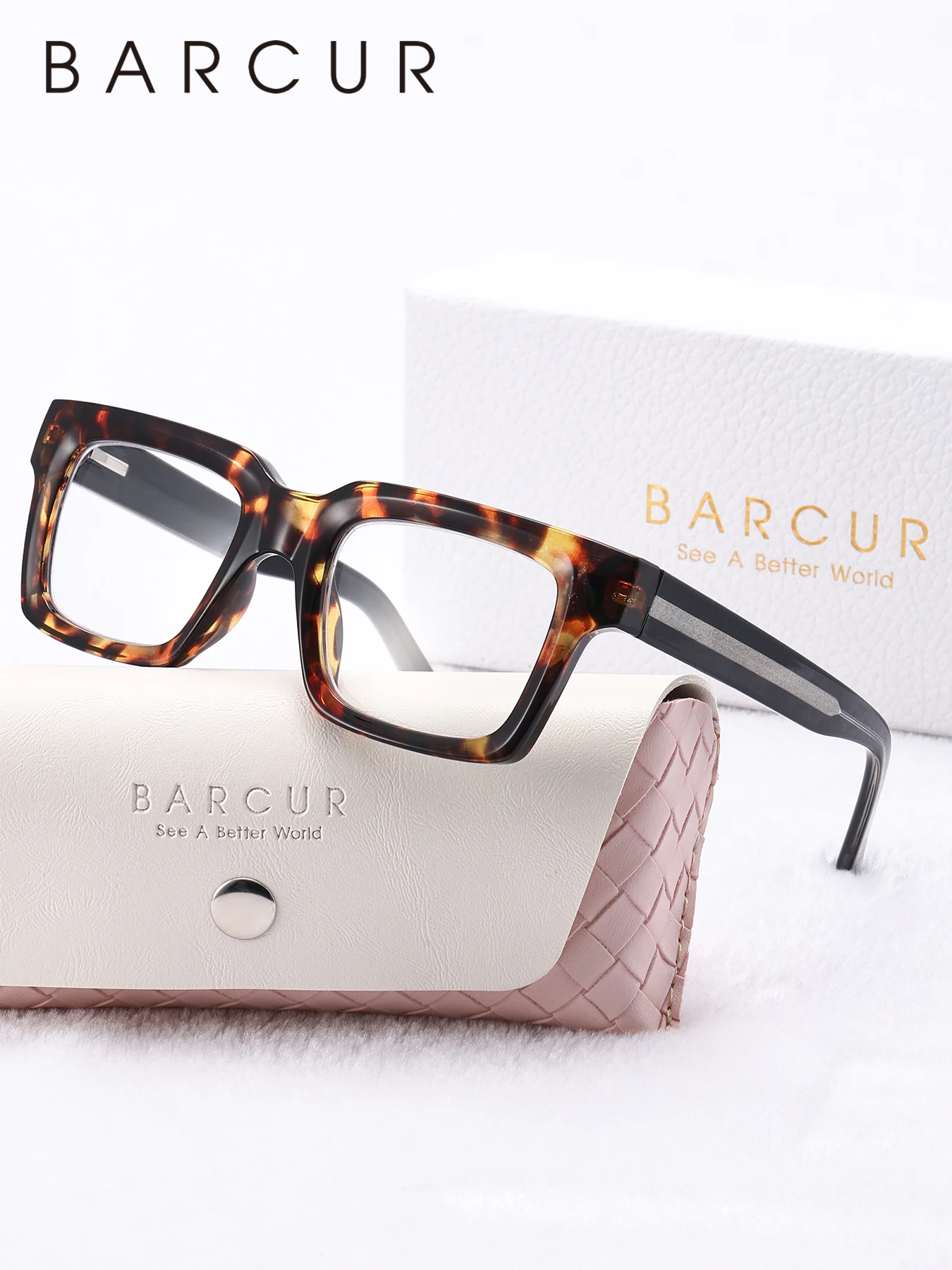 BARCUR Oversize Retro Reading Glasses With Square Frames, Perfect For Daily Reading, Writing, Christmas, Thanksgiving, And Gift