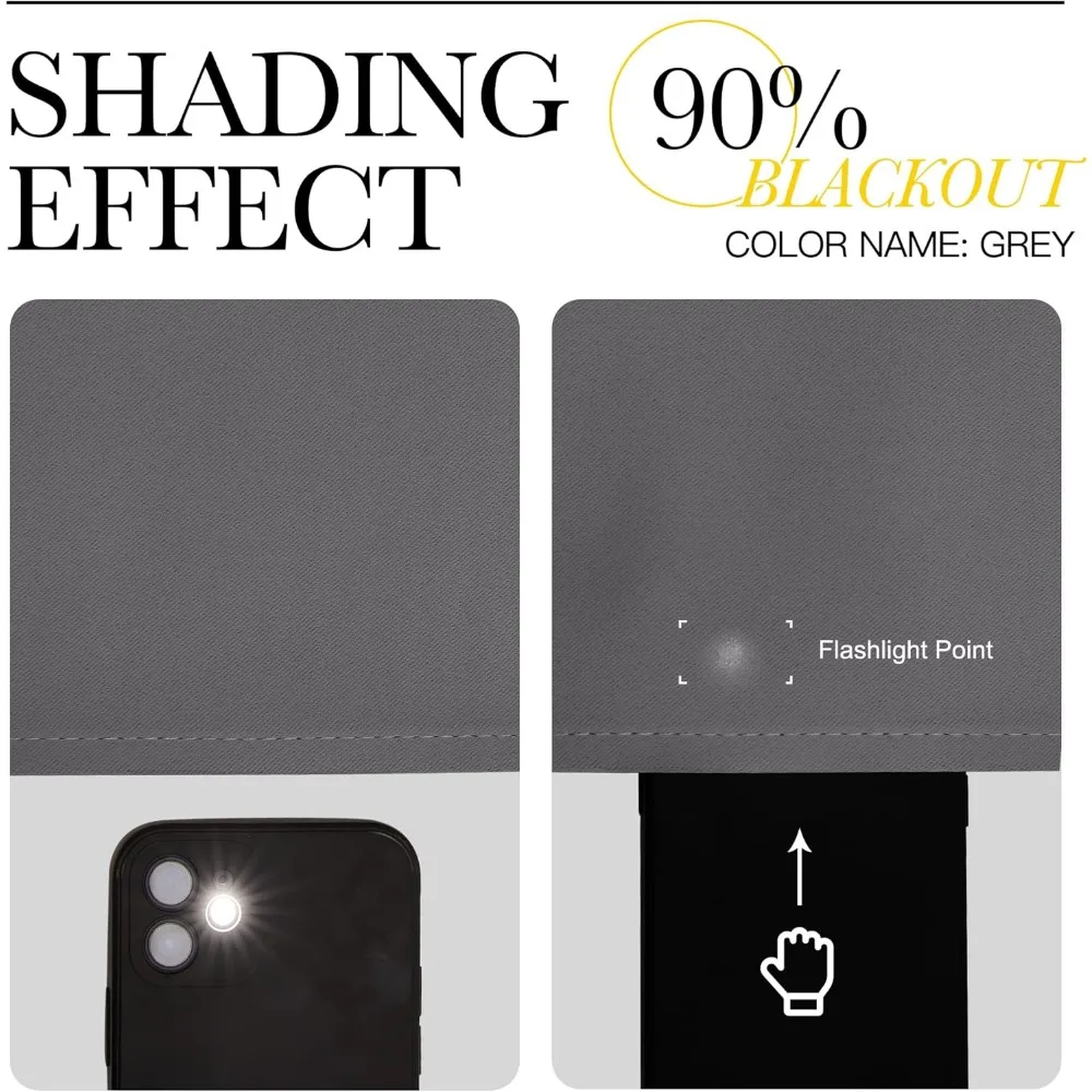 Twisted Tab Top Blackout Curtains Panels for Bedroom, Modern Home Decoration Noise Reducing,DIY Twist Tab Top, Window Drape (2 P