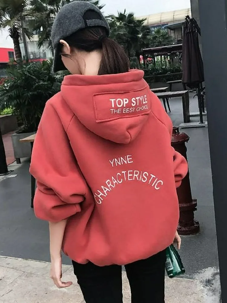 Thiened Fce dameshoodie herfst winter losse pasvorm Koreaanse Sle Student INS top trendy veelzijdige casual bovenkleding