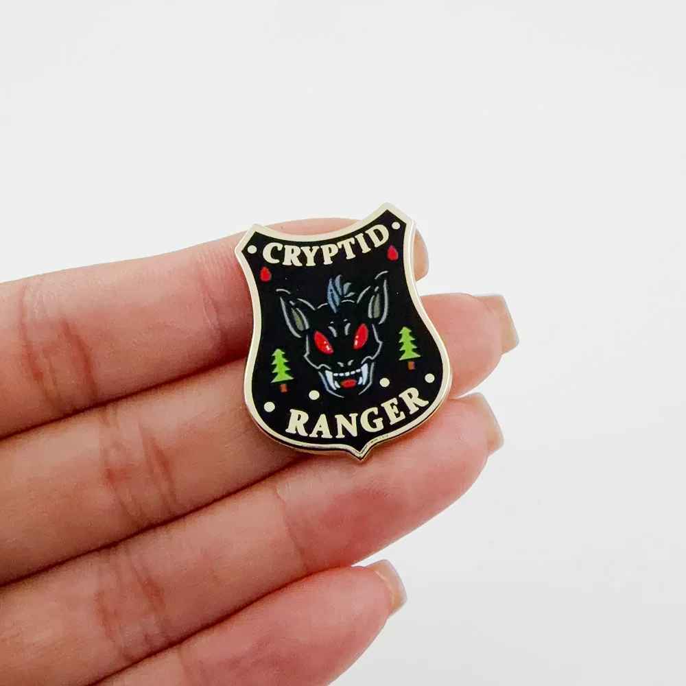 Cryptid Ranger-Enamel Pin Mystery Creature Badge Red Eyes Forest Spirit Brooch Denim Jacket Backpack Jewelry Gift for Fans - view 5