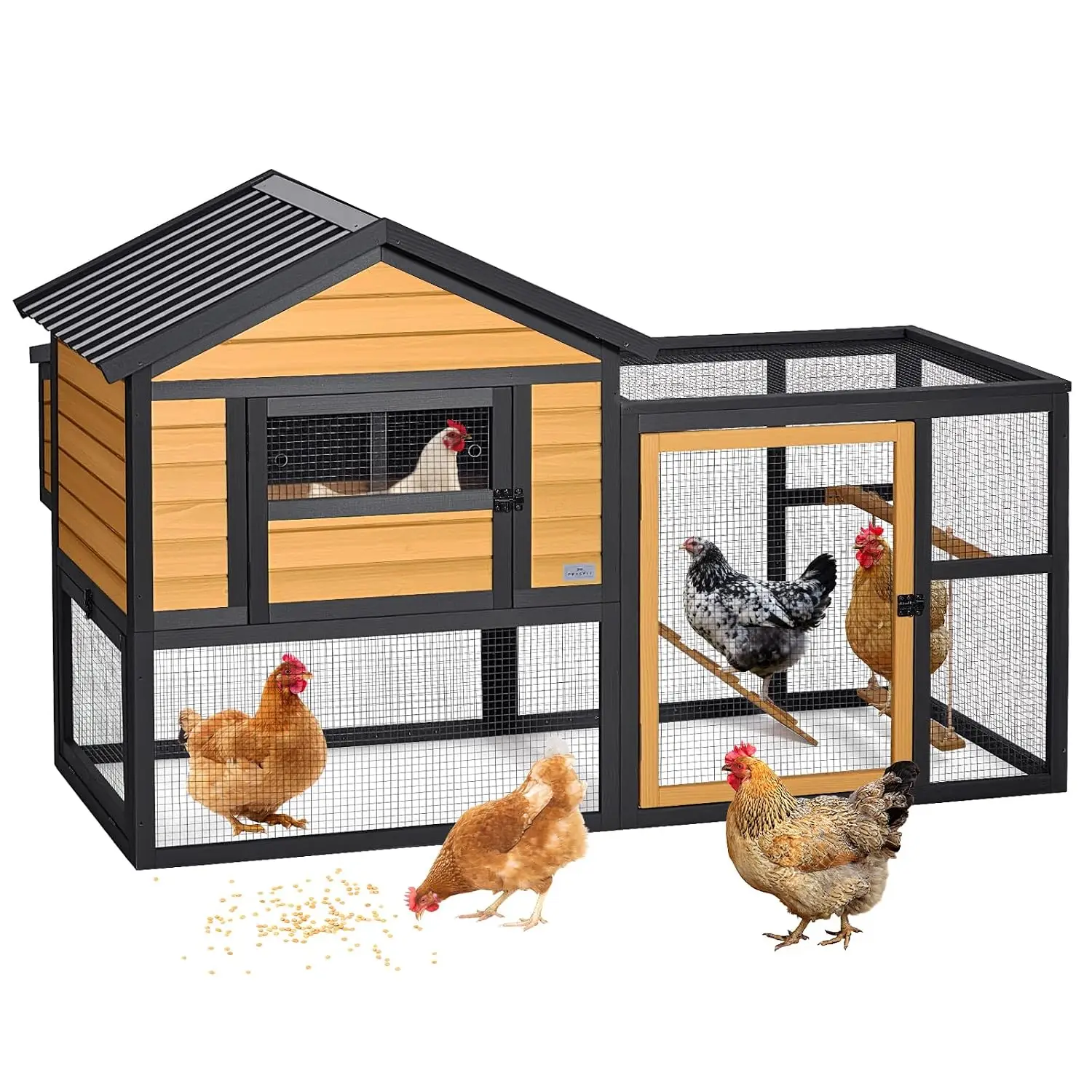 Outdoor Chicken Coop with Run for 4-6 Chickens 3 Nesting Boxes, Customized