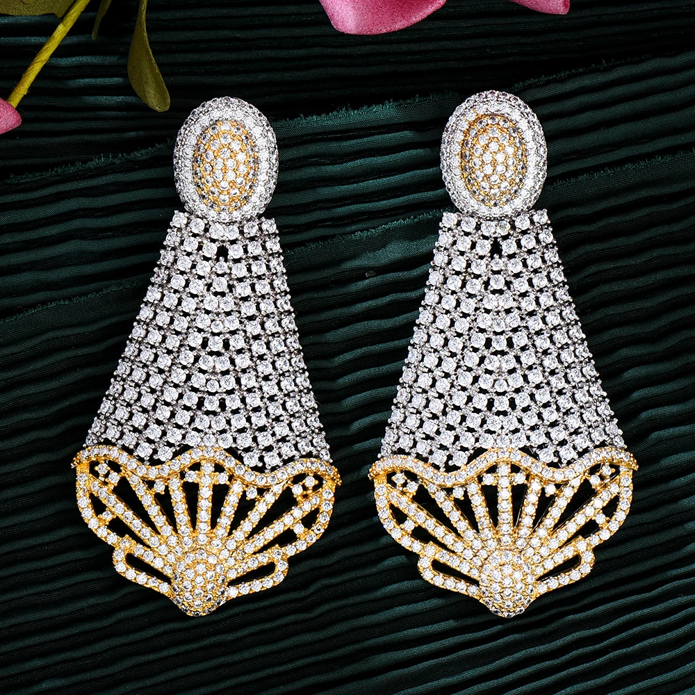 Missvikki New Mother-daughter Sister style Drop Earrings Cubic Zirconia Stones Blooming CZ Jewelry Silver Color for Women