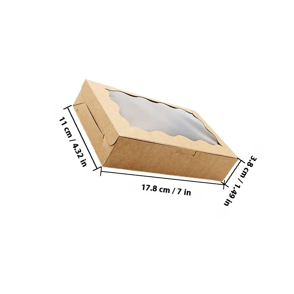 20 szt. Pudełek z papieru kraft z przezroczystym okienkiem na ciasta, ciasteczka, desery, opakowania na wyroby piekarnicze, pudełka na ciasta, opakowania na czekoladki