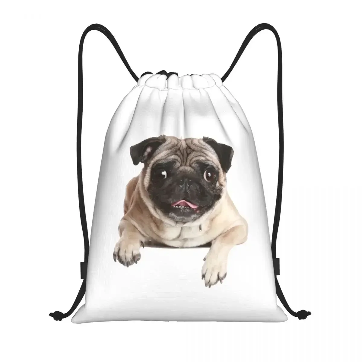 

Custom Lovely Pug Dog Drawstring Bag for Shopping Yoga Backpacks Women Men Sports Gym Sackpack