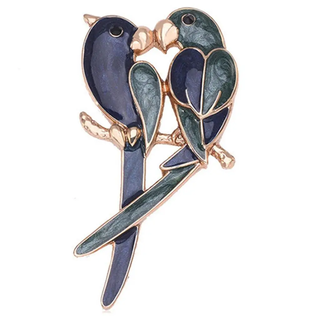 Fashion Women Two Parrot Bird Animal Brooch Pin Wedding Bridal Gift